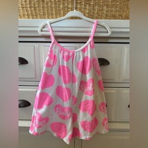 Zara BARBIE Pink and White Heart Terry Romper